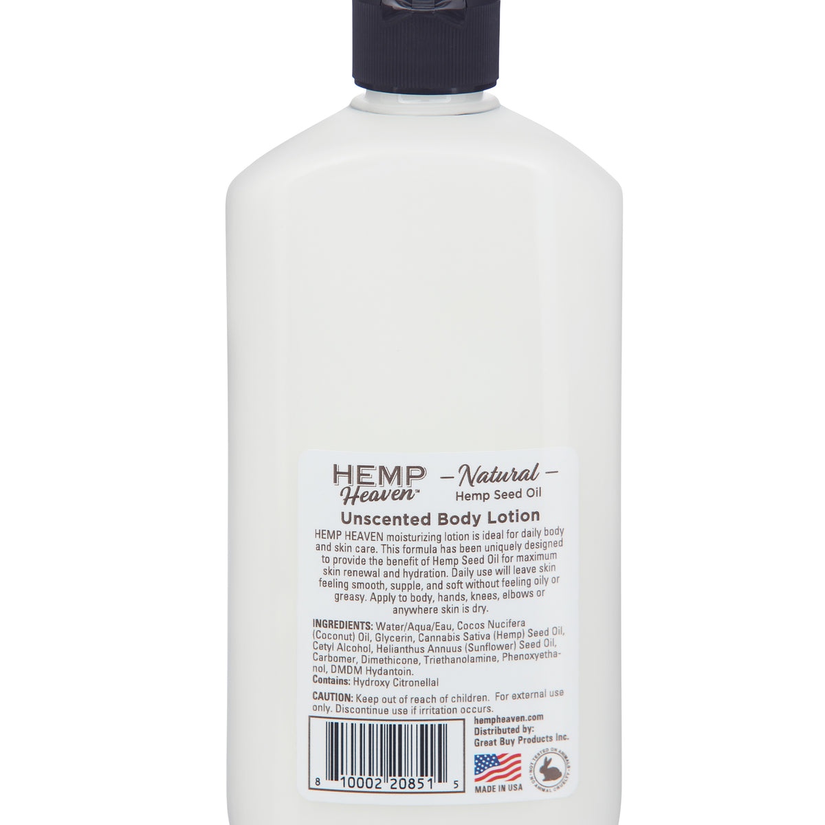 12oz HEMP HEAVEN UNSCENTED LOTION