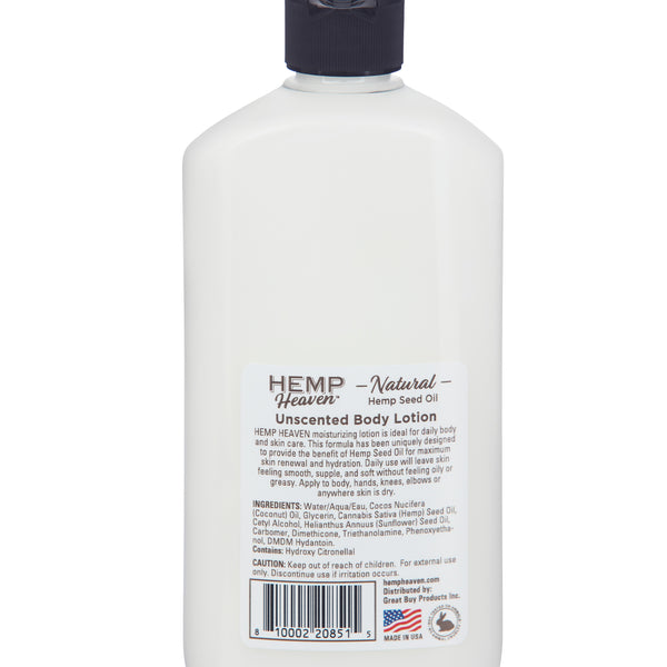 12oz HEMP HEAVEN UNSCENTED LOTION