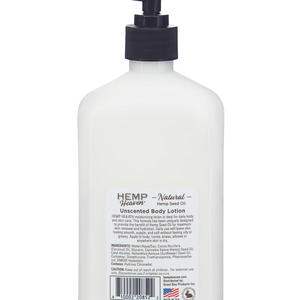 18oz HEMP HEAVEN UNSCENTED LOTION