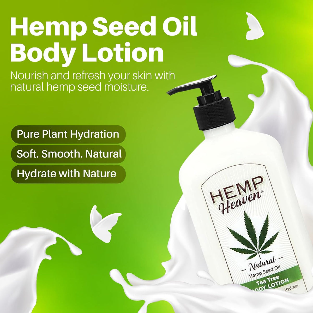 Hemp Lotion - Natural Hemp Seed Oil, Paraben-Free, 18 oz, Made in USA, Nourishing for Men & Women, EWG Verified, Anti-Aging (Tea Tree)