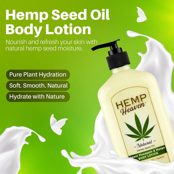 Hemp Lotion - Natural Hemp Seed Oil, Paraben-Free, 18 oz, Made in USA, Nourishing for Men & Women, EWG Verified, Anti-Aging (Sweet Pinapple & Mango)