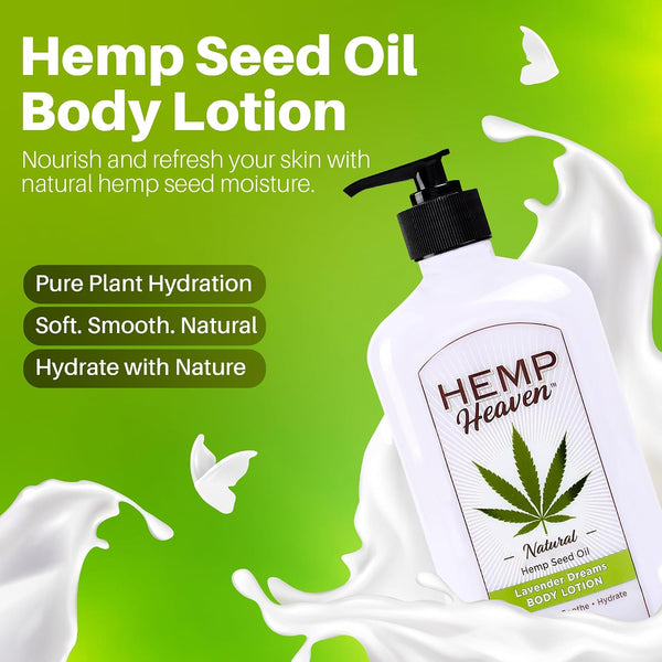 Hemp Lotion - Natural Hemp Seed Oil, Paraben-Free, 18 oz, Made in USA, Nourishing for Men & Women, EWG Verified, Anti-Aging (Lavender)