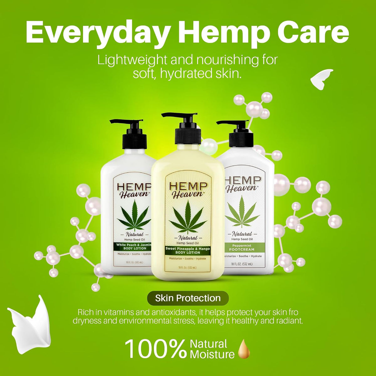 Hemp Lotion - Natural Hemp Seed Oil, Paraben-Free, 18 oz, Made in USA, Nourishing for Men & Women, EWG Verified, Anti-Aging (Sweet Pinapple & Mango)