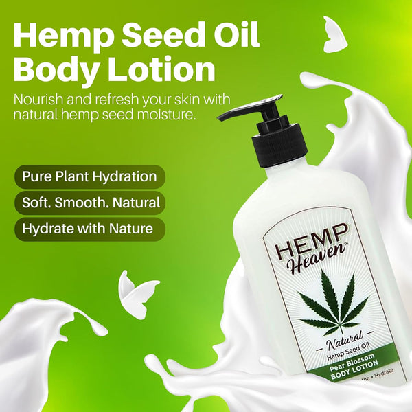Hemp Lotion - Natural Hemp Seed Oil, Paraben-Free, 18 oz, Made in USA, Nourishing for Men & Women, EWG Verified, Anti-Aging (Pear Blossom)